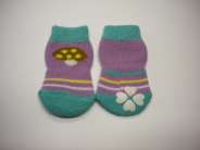 Ponožky protiskluzové - fialovo zelené s houbou