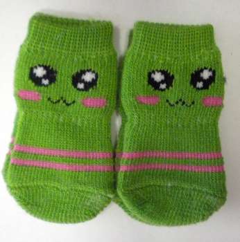 Ponožky protiskluzové - tmavě zelené s obličejem